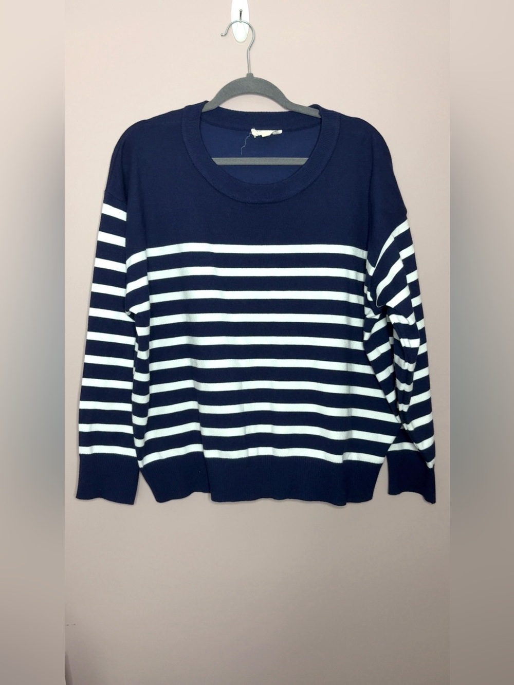 Vanilla Bay Navy & White Striped Crewneck Sweater